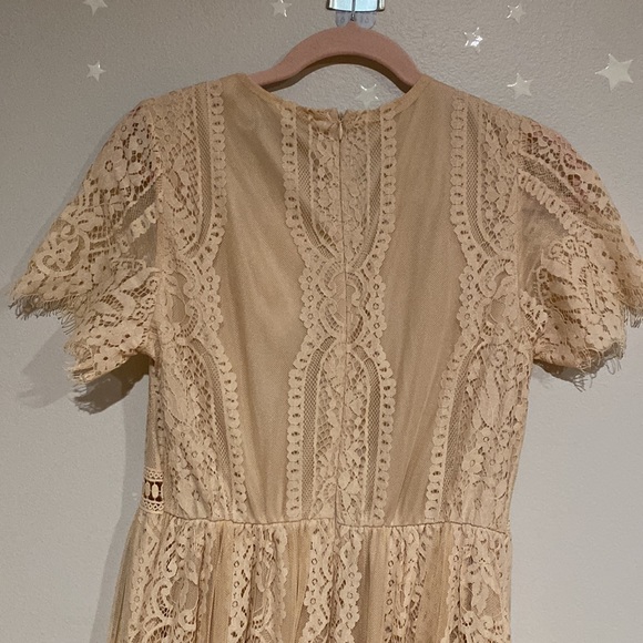 MEDIUM MEROKEETY V Neck Short Sleeve Floral Lace Dress - Picture 8 of 8